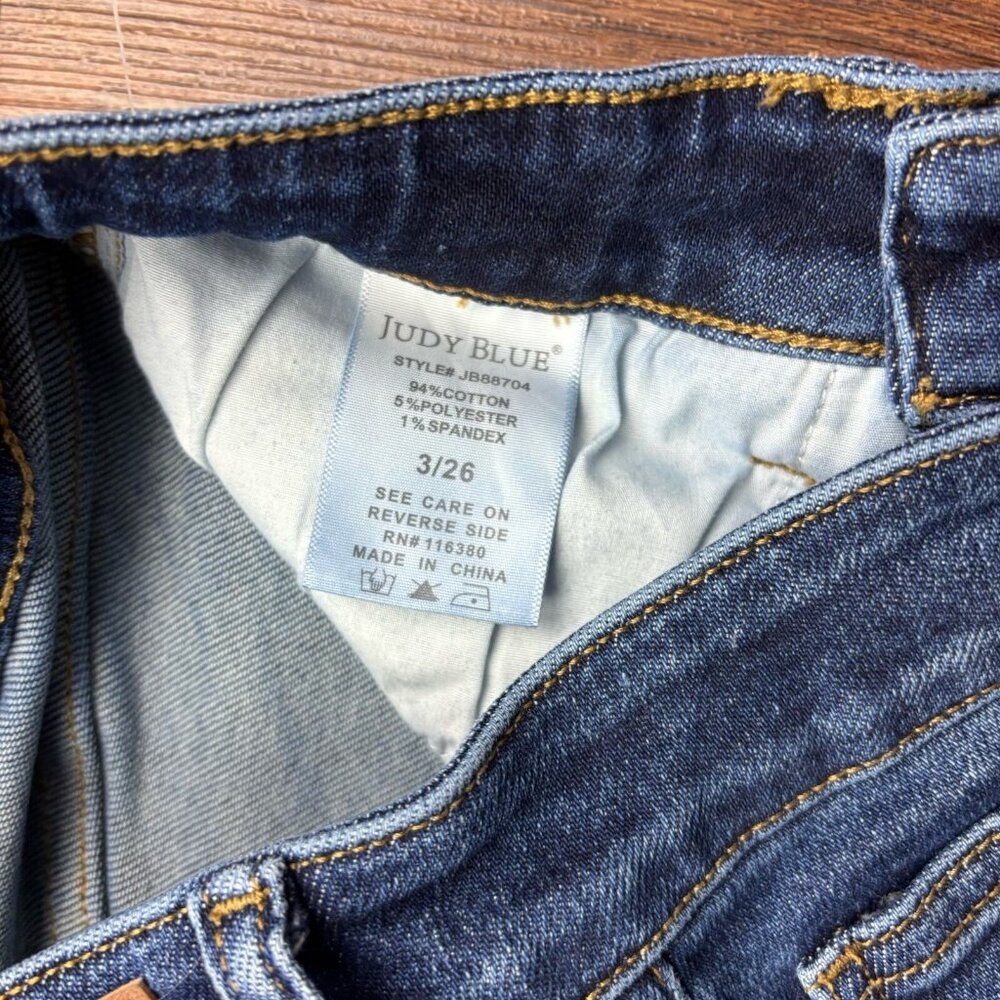 Judy Blue Slim Fit Jeans JB88704DK Dark Wash Raw Hem Women’s Size 3/26 - Picture 6 of 11